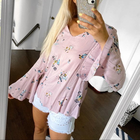 πΈ GEORGE BOHO MUAVE FLORAL BELL SLEEVE BLOUSE! - Picture 5 of 9